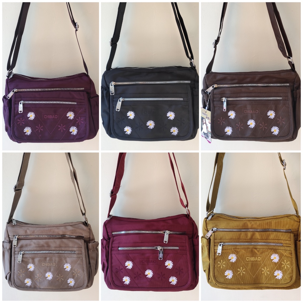 Tas Selempang Bahu Wanita Import Chibao Original Motif Bunga Bordir 192-33-JH
