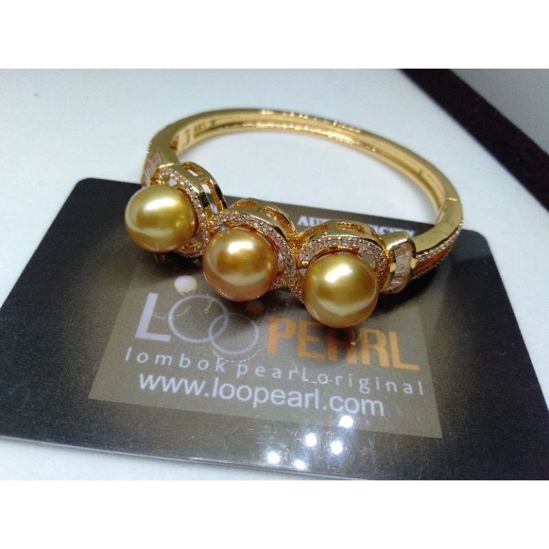 Gelang Mutiara Air Laut Mutiara Air Laut Asli Lombok/gelang isi 3 mutiara