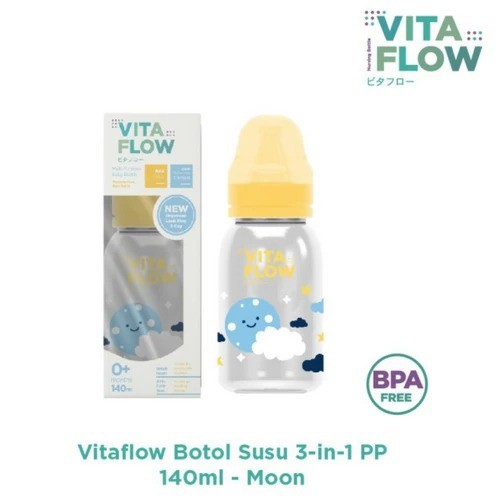 Vitaflow Botol Susu 1pc Multifungsi 3 In 1 sky series 140ml 0m+