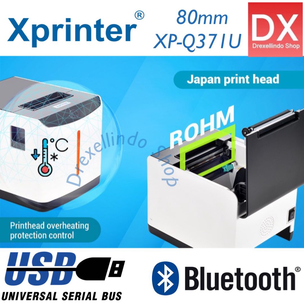 Printer Thermal Struk Kasir dan Barcode Label XPRINTER XP-Q371U Bluetooth USB Q371U