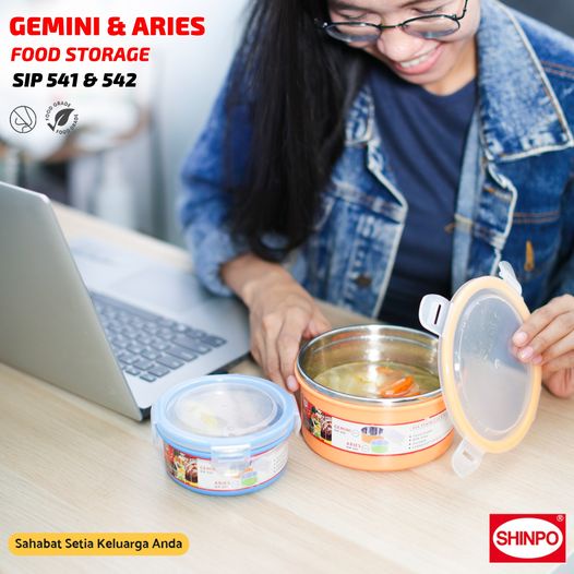 PROMO (BISA COD) SHINPO GEMINI SIP-542 KOTAK MAKAN / Mangkok / Wadah Makanan 14 CM Stainless Steel 304 Food Storage Lunch Box Rantang Makanan