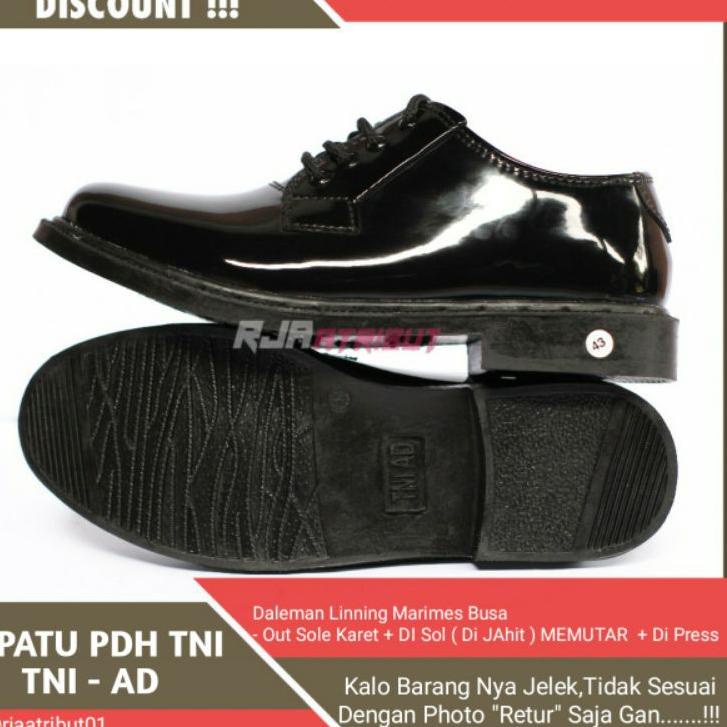 Terbagus.. Sepatu Pdh Kilap Pendek Sol Ori Logo TNI AD