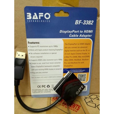 Bafo DisplayPort To HDMI Adapter BF-3382