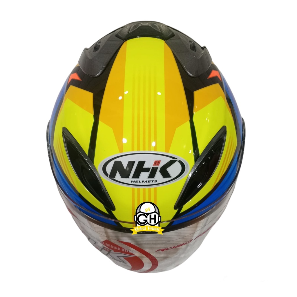 HELM NHK R6 MOTIF STARCO BLACK YELLOW BLUE HALF FACE NHK R6 MOTIF