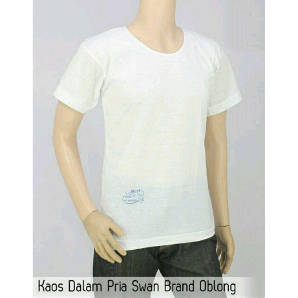 Kaos Oblong Putih Swan / Kaos Dalem Dewasa Pria Anti Melar dan Adem