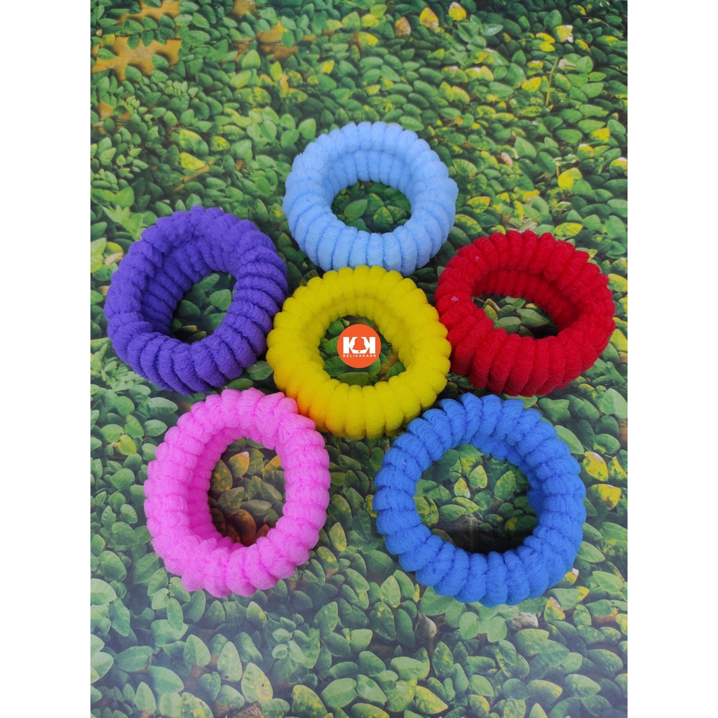 (BESAR) IKAT RAMBUT DONAT WARNA WARNI POLOS GARIS MURAH / KUNCIRAN RAMBUT DONAT MURAH