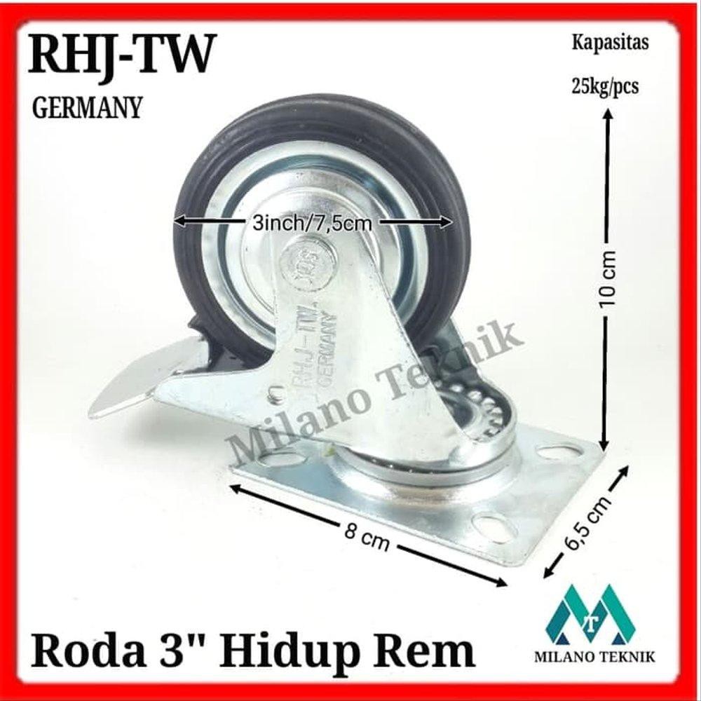 Roda Etalase 3 inch - Roda Karet - Roda Trolley -  Roda lemari tool