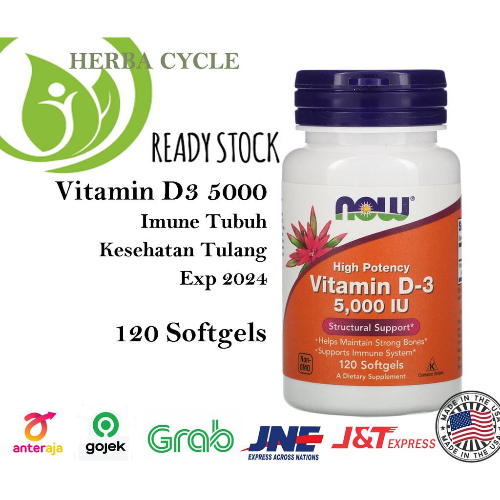 PROMO VIT D3 MURAH NOW D3 5000 UI ORI USA 120 Soft Now Vitamin D3 5000 Now Vit D3 5000