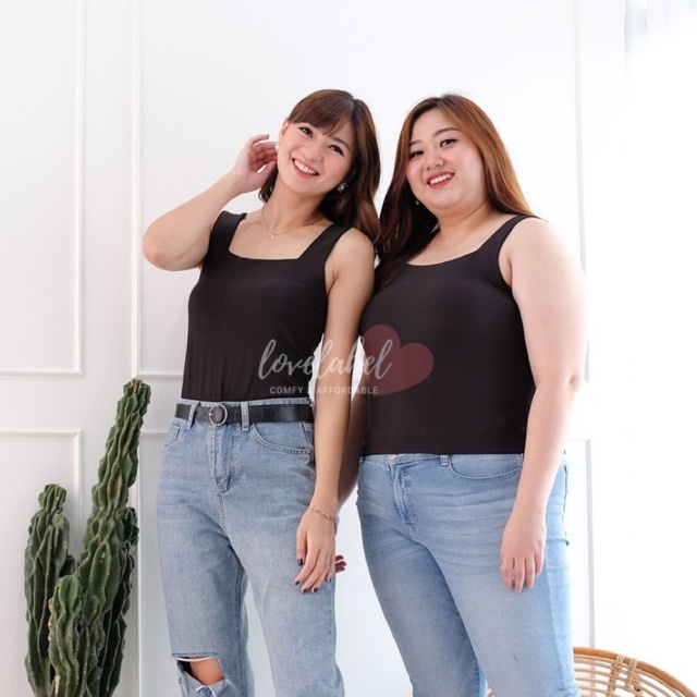 Cessa Tanktop Square Kotak Wanita Jersey Tebal Atasan Kamisol-5