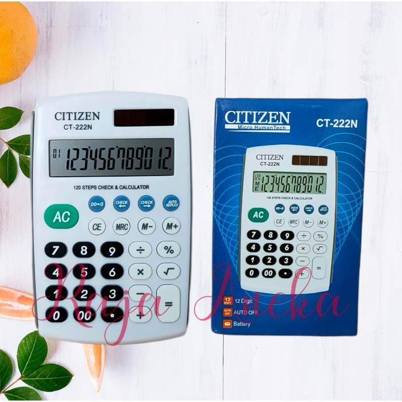 

Calculator Citizen CT 222N CT 222 N 12 DIGIT Kalkulator Kecil Putih