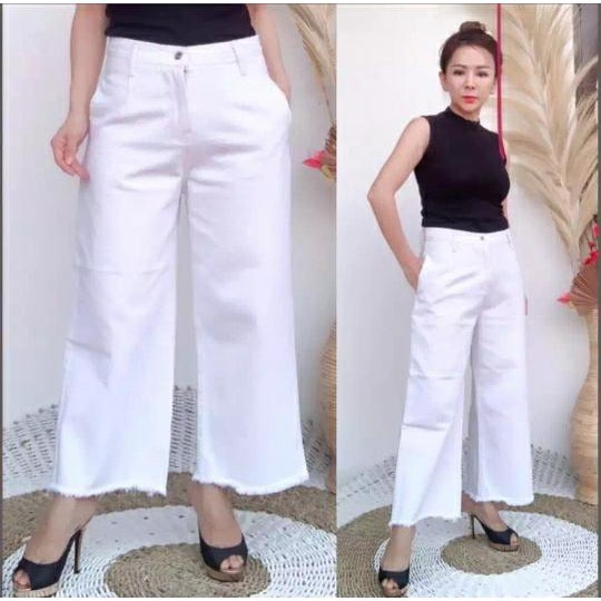 Celana Panjang Levis Jeans highwaist Kulot Wanita Pants-putih