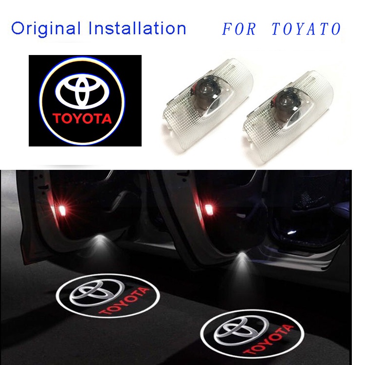 2pcs Lampu Pintu Mobil Untuk Toyota Crown Land Cruiser Prado Reiz Camry Highlander Corolla EZ Prius Sequoia Previa Tra GT86