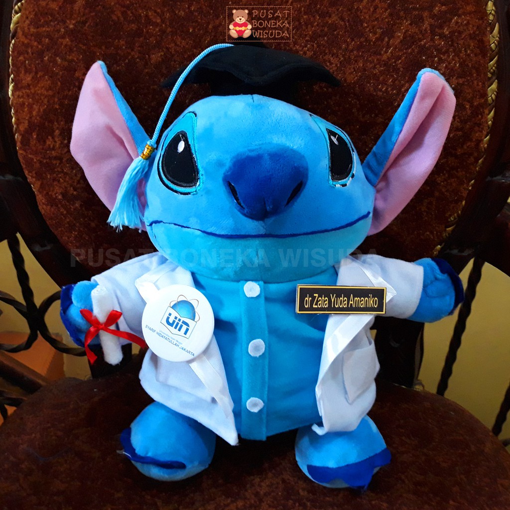 Boneka dokter snelli Lilo Stitch Stit Stitch Biru Medium 30cm Boneka Wisuda dokter Profesi Custom