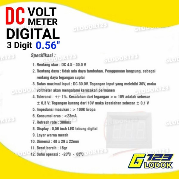 Voltmeter 0.56 inch DC 4.5V 30V 120V Mini Digital Volt Meter 2 Kabell