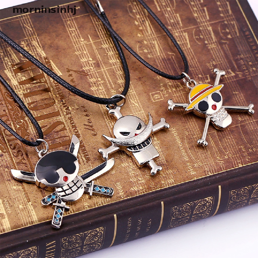 Mornin Kalung Rantai Dengan Liontin Tengkorak Bajak Laut Anime One Piece Luffy Ace