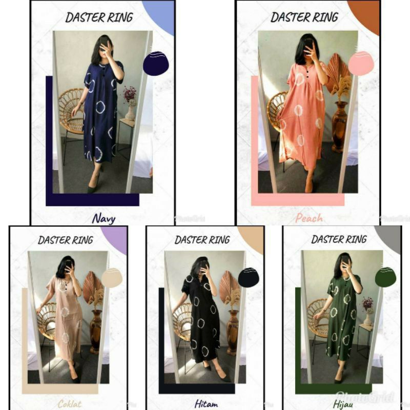 Daster Panjang Tie Dye Ring Kancing Depan Busui Rayon Halus.