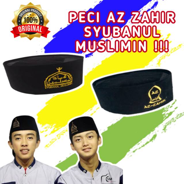 PECI AZ ZAHIR SYUBANUL MUSLIMIN KOPIAH SONGKOK PECI HITAM LOGO AZ ZAHIR SYUBANUL MUSLIMIN PREMIUM