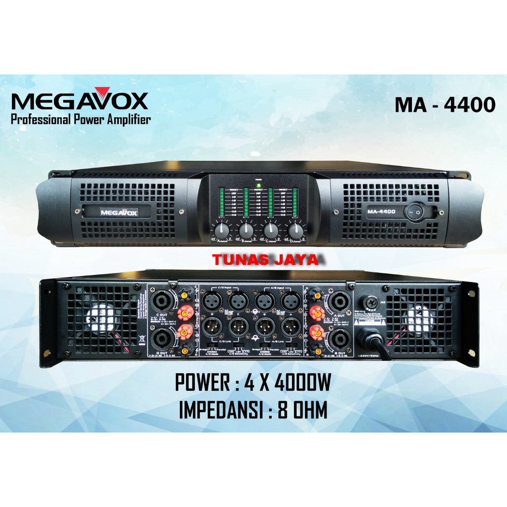 Power Amplifier Megavox MA 4400 4Channel Megavox MA4400 MA 4400