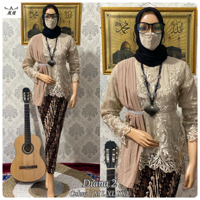AURORA SELENDANG CERUTY 02 - SETELAN KEBAYA MODERN - BLOUSE DIANA - KEBAYA KEKINIAN - KEBAYA WISUDA-Cream