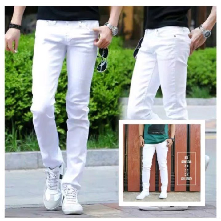 Celana panjang pria Chinos putih
