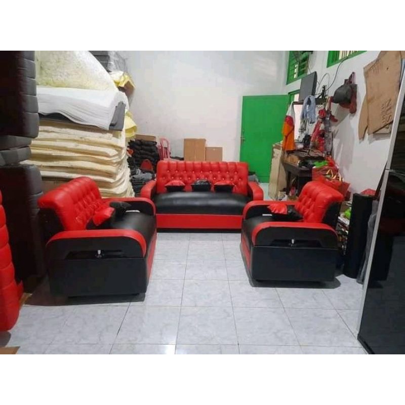sofa tangan tlp merah hitam