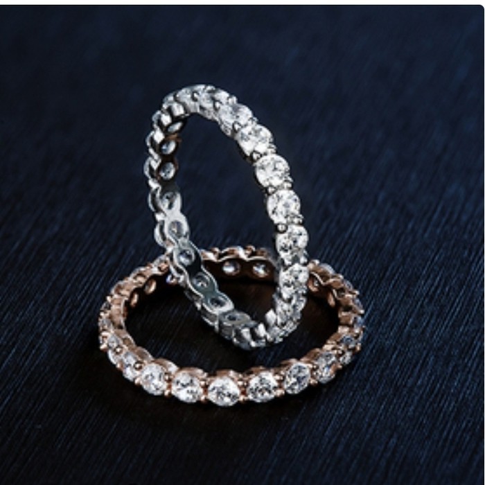 CINCIN EMAS LISTRING RING FULL MATA MODEL BERLIAN DIAMOND LOOK STACK