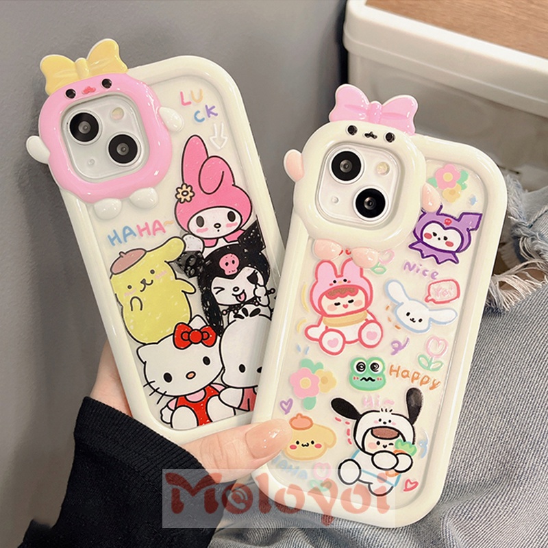 Soft Case TPU Motif Kartun Hello Kitty 3D Untuk IPhone 7 8 14 Plus XR 11 12 13 14 Pro MAX 6 6S Plus X XS MAX SE