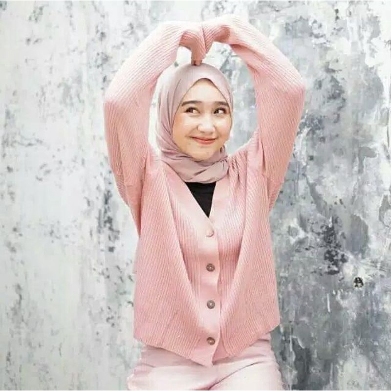 Cardy Crop / Willy Crop / Cardigan Crop Rajut Kacing Batok / Cardy Knit Crop