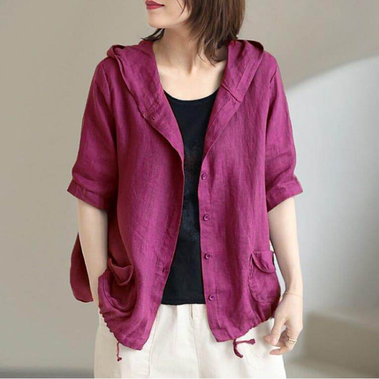 LIA LINEN OUTER - outer polos / outer wanita / outer murah / outer fuschia