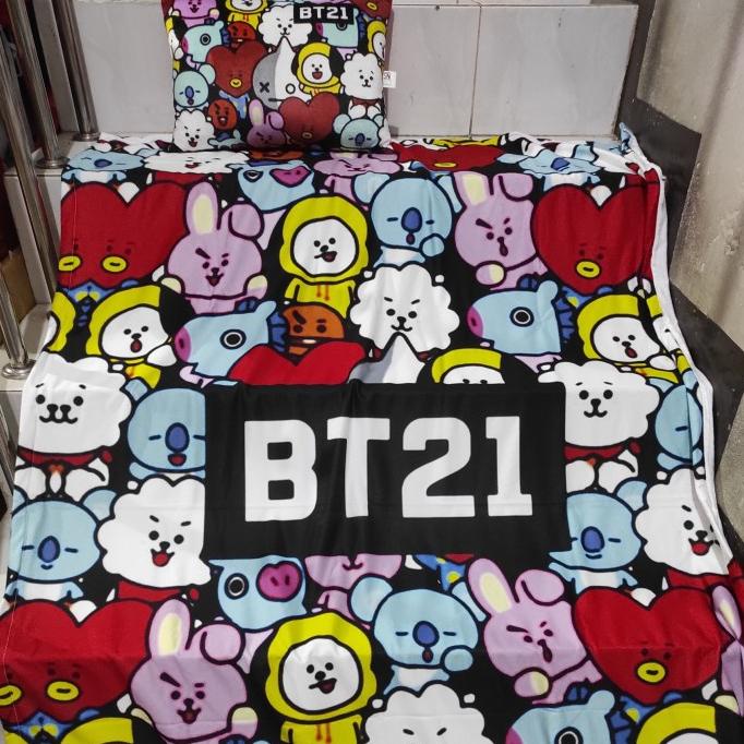 PROMO SET BANTAL DAN SELIMUT BT21 BTS KPOP ( PACKING AMAN )