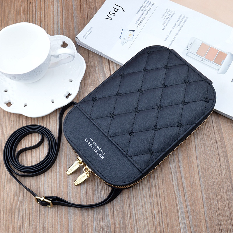 DOMPET HP SELEMPANG WANITA KOREA KULIT HITAM VILLIA WA293B5 IMPORT PREMIUM SLING BAG KECIL BATAM ORI