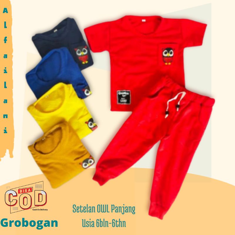 Baju Anak Usia 6bulan - 6tahun Setelan OWL Panjang Setelan Jogger Setelan Kiano Panjang Setelan Anak
