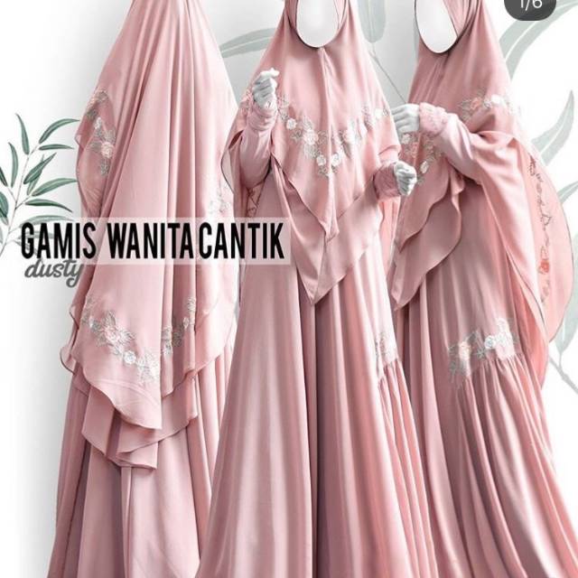 Gamis Syari - SHANUM Syar'i Set.Gamis ceruty babydoll, Gamis bordir