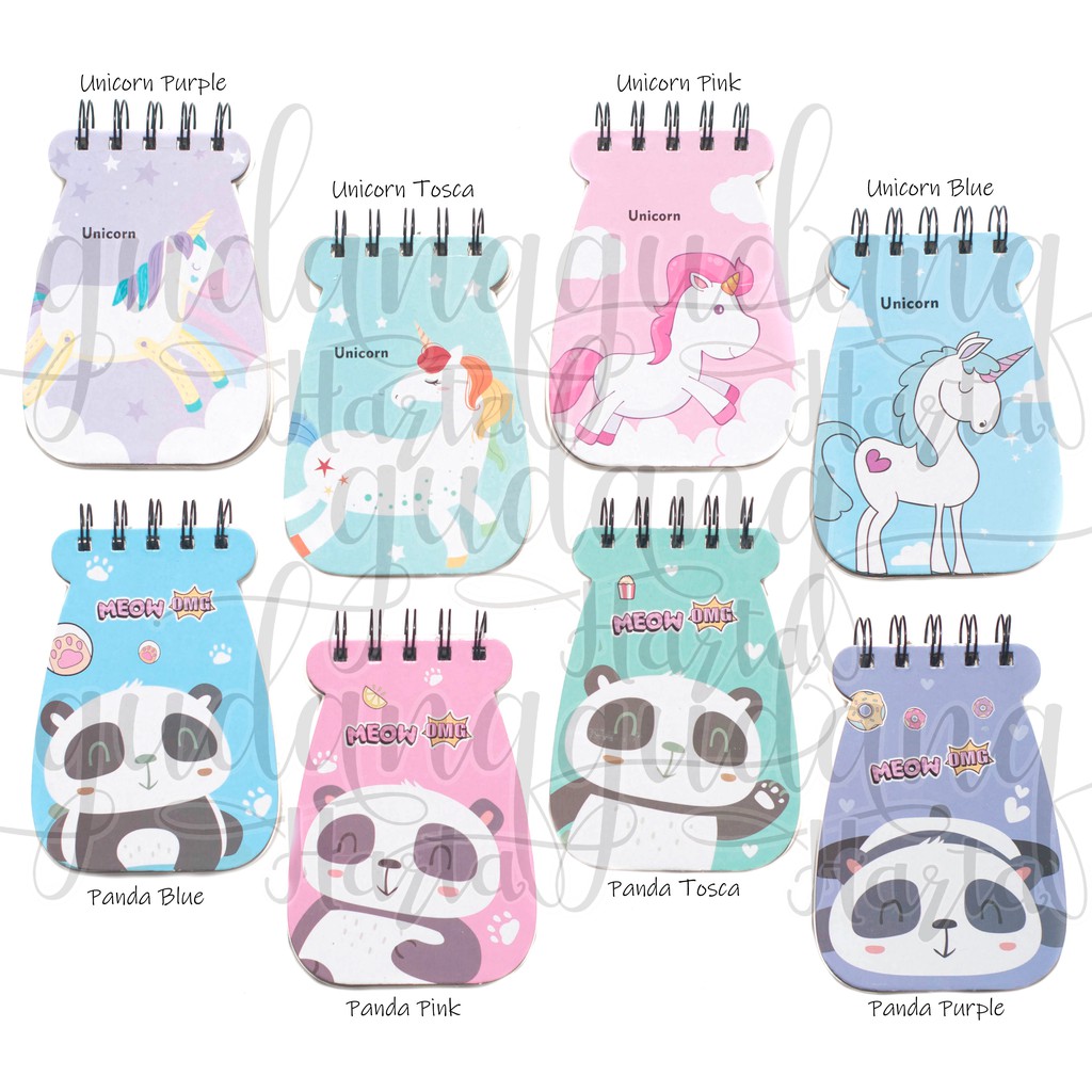 Notebook Panda Unicorn Mini Memo Unik Notepad Lucu GH 308028