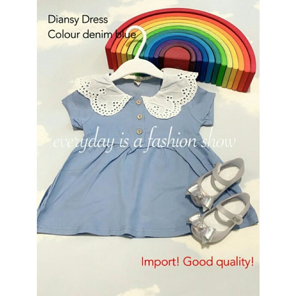 Dress Anak Soft Cotton Silky Denim Brukat Diansy Kid Kids Import