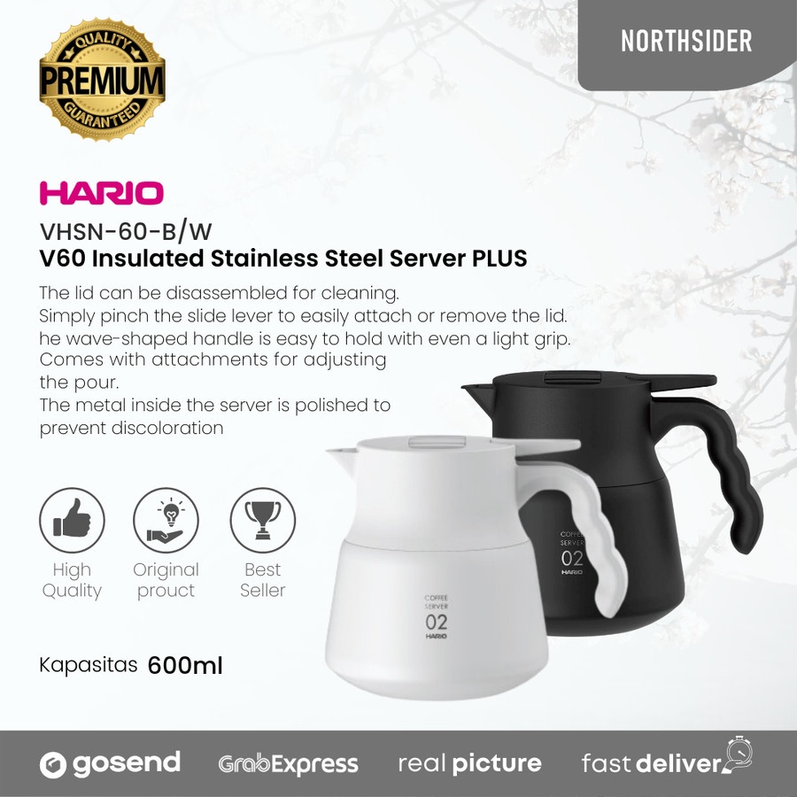 HARIO INSULATED STAINLESS STEEL COFFEE SERVER PLUS 600ML | SERVER KOPI