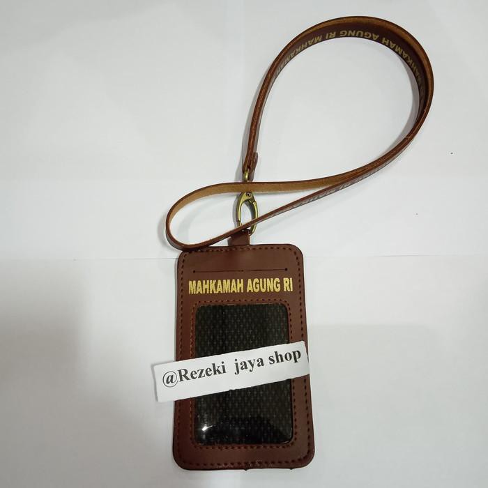

Id card name tag tali kulit coklat+sablon logo mahkamah agung ri bagus