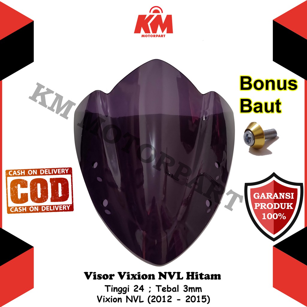 Visor Windshield Yamaha Vixion Lama Old NVL 2012 2013 2014 2015 Hitam dan Bening