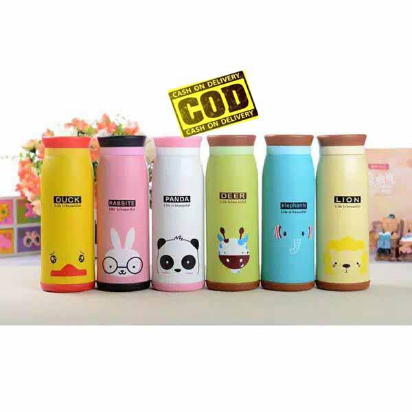 Termos Animal 500mL Ada KARET - Thermos Botol Minum Stainless Lucu untuk Anak