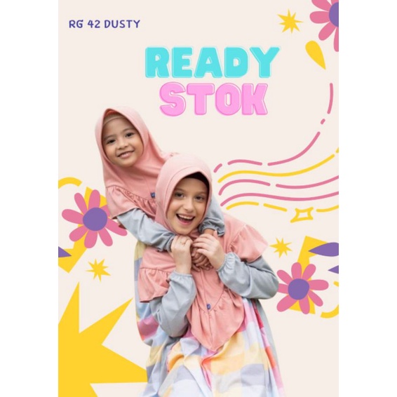 GAMIS ANAK PEREMPUAN ABU DUSTY PINK SALEM RG 42 RAGGAKIDS MOTIF KOTAK