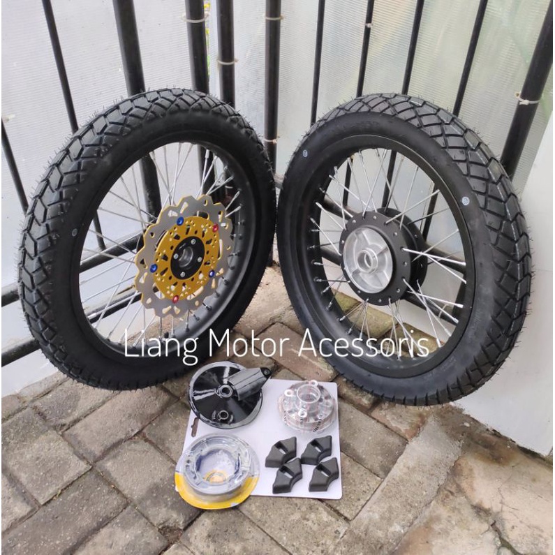 Sepaket Velg Ring 17 Tromol Set Jari2 Plus Ban Kembang Tahu - Suzuki Thunder / 110 / 125 Custom Modi