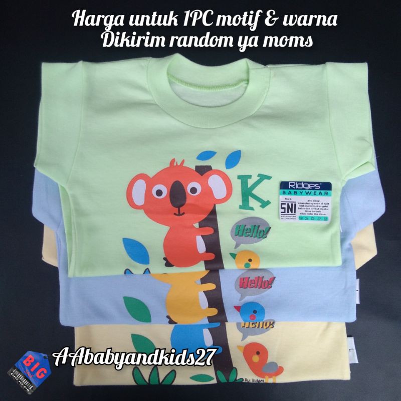 1PC Ridges Kaos Oblong Bayi Full Warna Gambar Lembut Dan SNI UK S-XL