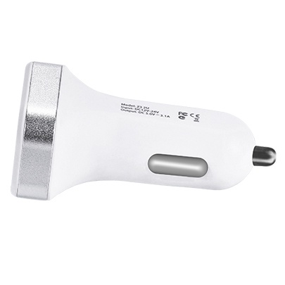 HOCO Z3 Charger Mobil 2 Port 3.1A Fast Charging - Z3-2U - White