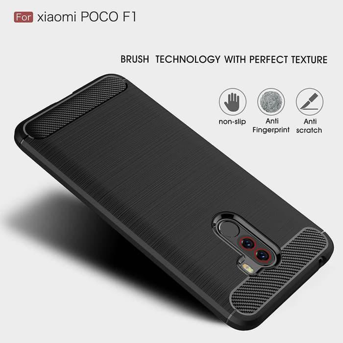 Xiaomi PocoPhone F1 Case Ipaky Carbon Fiber Soft Series - Hitam Top Quality