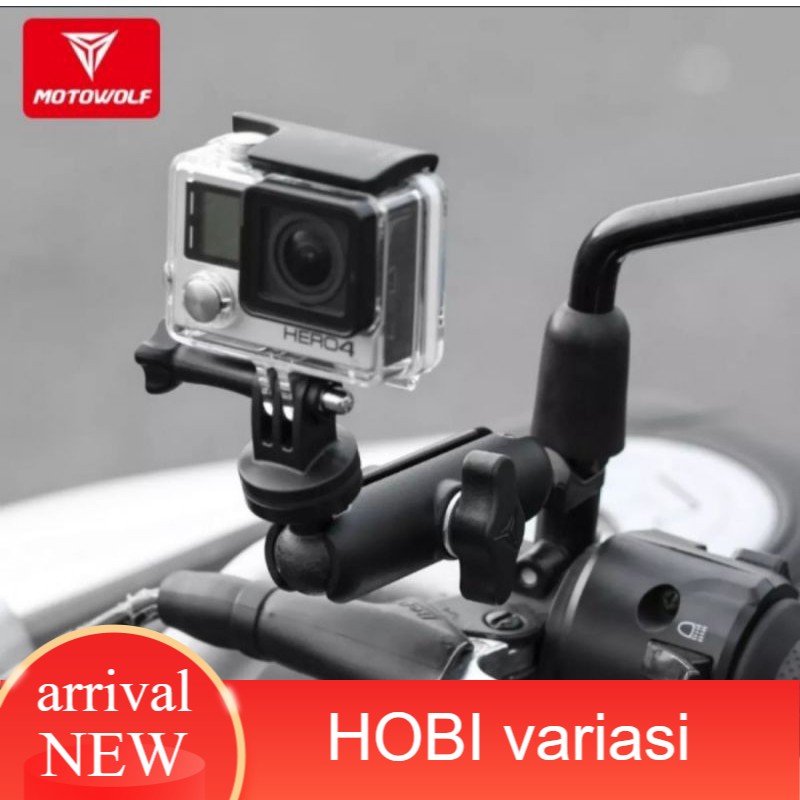 holder bracket breket camera go pro NEW NMAX NINJA XMAX dll MOTOWOLF di spion untuk motor dan sepeda