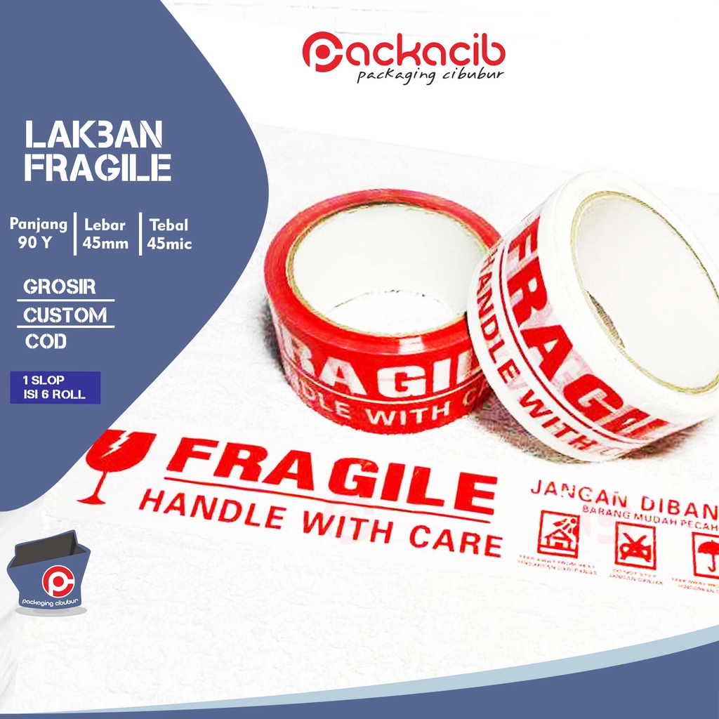 

[PROMO] Lakban Fragile 2Inch 45mm x 72Yrd 45 Micron | Fragile Merah | Fragile Putih