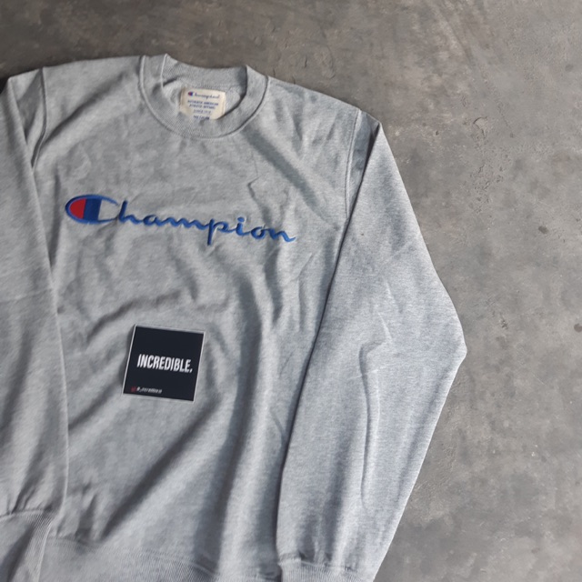 Champion Script Bordir Crewneck Grey