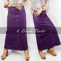 Rok Zetha Panjang Wanita Warna Denim Violet | Rok Kerja Kantor | Rok Denim | Rok Model A - Line | Ro