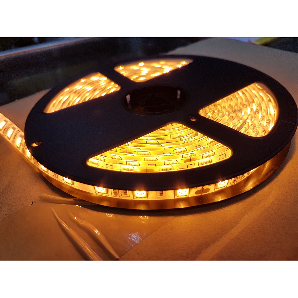 24V DC cahaya KUNING Flex Led Strip 5050 SMD waterproof 5 meter