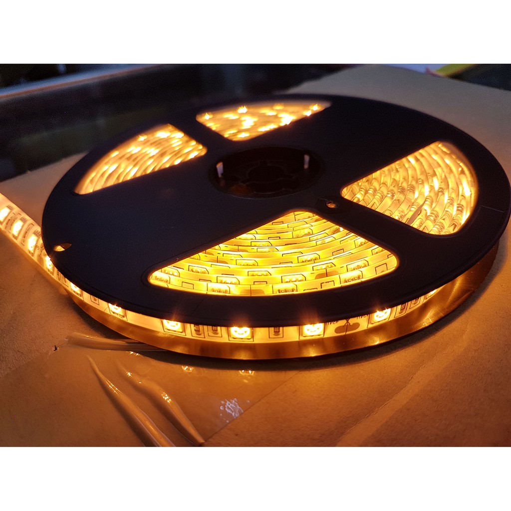 24V DC cahaya KUNING Flex Led Strip 5050 SMD waterproof 5 meter